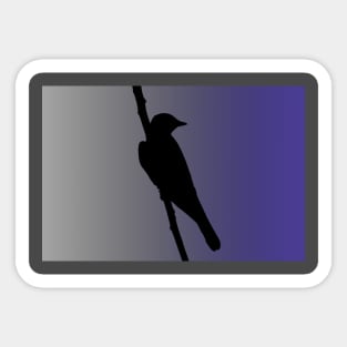 Mockingbird Silhouette on Steel Blue Sticker